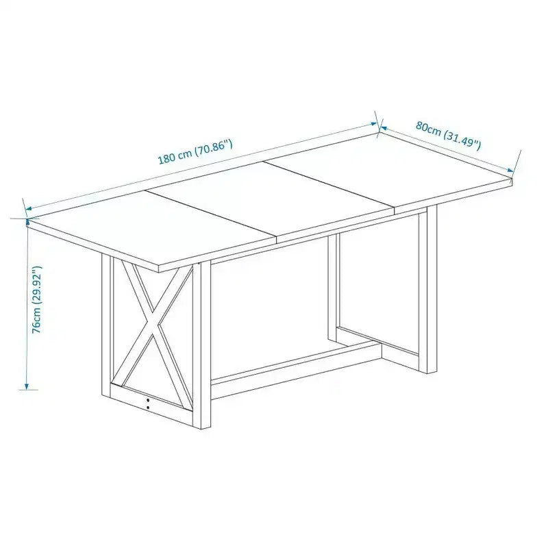 Homy Casa Table à manger rectangulaire avec piètement en X, style industriel rustique pour salle à manger, bois noir