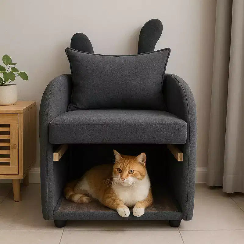 Fauteuil Okak en forme d'oreille de lapin, avec cachette intégrée pour chats et chiens, canapé-lit simple pour animaux de compagnie, pour chambre à coucher et salon.