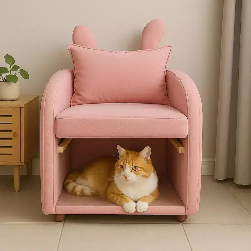 Fauteuil Okak en forme d'oreille de lapin, avec cachette intégrée pour chats et chiens, canapé-lit simple pour animaux de compagnie, pour chambre à coucher et salon.
