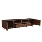 Meuble TV pour téléviseurs jusqu'à 85 pouces, console TV de style campagnard avec tiroirs, marron - ModernLuxe