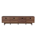 Meuble TV pour téléviseurs jusqu'à 85 pouces, console TV de style campagnard avec tiroirs, marron - ModernLuxe