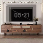 Meuble TV pour téléviseurs jusqu'à 85 pouces, console TV de style campagnard avec tiroirs, marron - ModernLuxe
