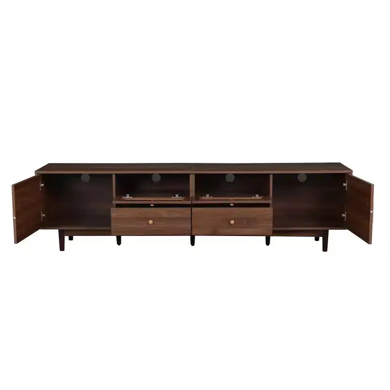 Meuble TV pour téléviseurs jusqu'à 85 pouces, console TV de style campagnard avec tiroirs, marron - ModernLuxe
