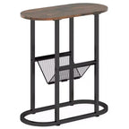 Table d'appoint Costway avec plateau imitation marbre et porte-revues, cadre métallique robuste, marron/blanc