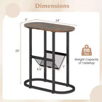 Table d'appoint Costway avec plateau imitation marbre et porte-revues, cadre métallique robuste, marron/blanc