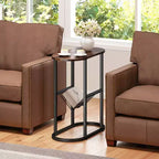 Table d'appoint Costway avec plateau imitation marbre et porte-revues, cadre métallique robuste, marron/blanc