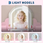 Coiffeuse pour enfants Acekool avec miroir, tabouret, tiroir, étagères de rangement, ensemble de table de maquillage princesse