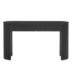 Okak 54IN Console moderne avec design cannelé, table d'entrée avec 2 tiroirs de rangement et plateau ovale, table d'appoint pour couloir, salon, noir