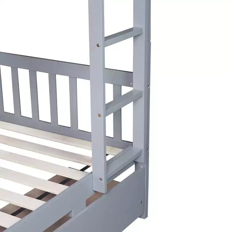 Okak 77.3IN Lit superposé jumeau sur jumeau avec 2 tiroirs de rangement, cadres de lit multifonctionnels convertibles en 2 lits jumeaux pour chambre à coucher, chambre d'enfant, gris