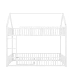 Lit superposé en métal double de 78 pouces Okak, cadres de lit avec clôture, porte et barrière de sécurité, lits superposés pour chambre d'enfants, chambre à coucher, blanc