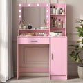 Okak Modern Vanity Table with Mirror & Adjustable LED Lights,Large Dressing Desk with Three Level Storage,Makeup Table for Bedrooms
