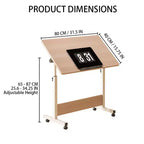 Bureau debout réglable (80x40cm, hauteur 65-87cm) Bureau d'ordinateur mobile et pliable avec roulettes pour bureau à domicile, table roulante pour ordinateur portable