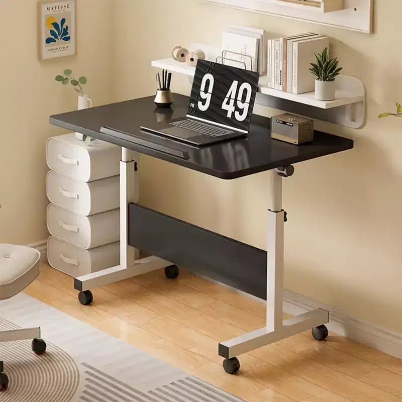 Bureau debout réglable (80x40cm, hauteur 65-87cm) Bureau d'ordinateur mobile et pliable avec roulettes pour bureau à domicile, table roulante pour ordinateur portable