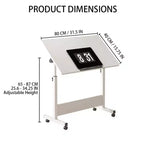 Bureau debout réglable (80x40cm, hauteur 65-87cm) Bureau d'ordinateur mobile et pliable avec roulettes pour bureau à domicile, table roulante pour ordinateur portable