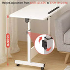 Bureau debout réglable (80x40cm, hauteur 65-87cm) Bureau d'ordinateur mobile et pliable avec roulettes pour bureau à domicile, table roulante pour ordinateur portable