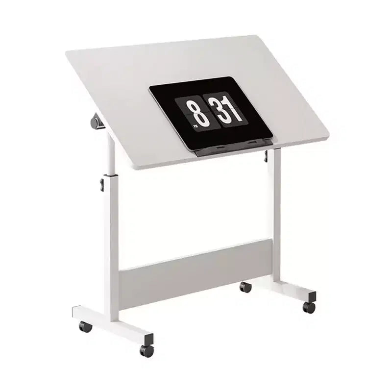 Bureau debout réglable (80x40cm, hauteur 65-87cm) Bureau d'ordinateur mobile et pliable avec roulettes pour bureau à domicile, table roulante pour ordinateur portable