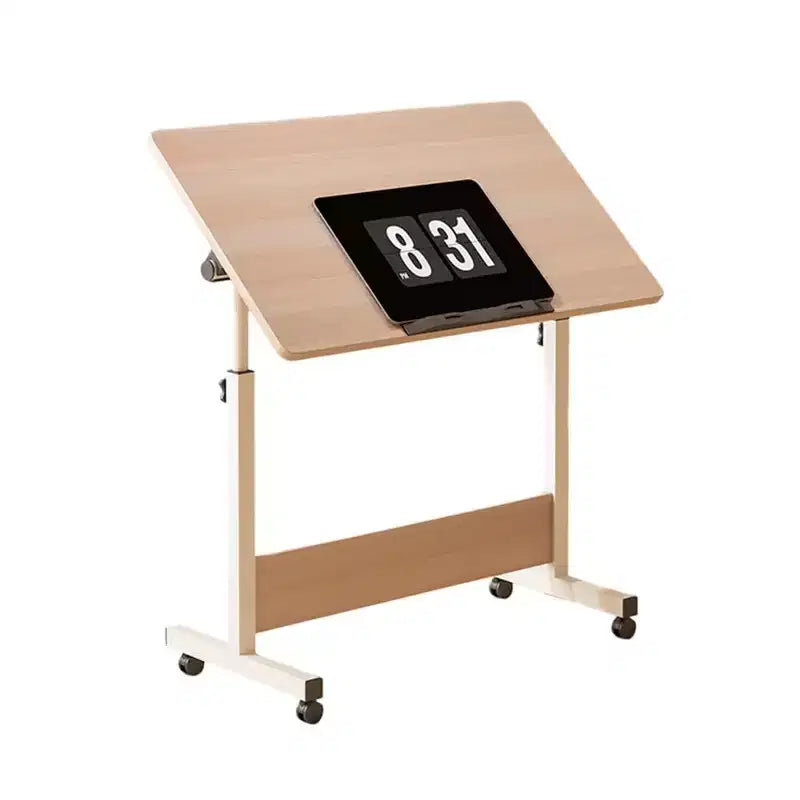 Bureau debout réglable (80x40cm, hauteur 65-87cm) Bureau d'ordinateur mobile et pliable avec roulettes pour bureau à domicile, table roulante pour ordinateur portable
