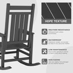 Fauteuils à bascule extérieurs surdimensionnés en PEHD, fauteuils à bascule de terrasse robustes toutes saisons, fauteuils à bascule de véranda durables pour l'extérieur, la cour, la terrasse, le jardin