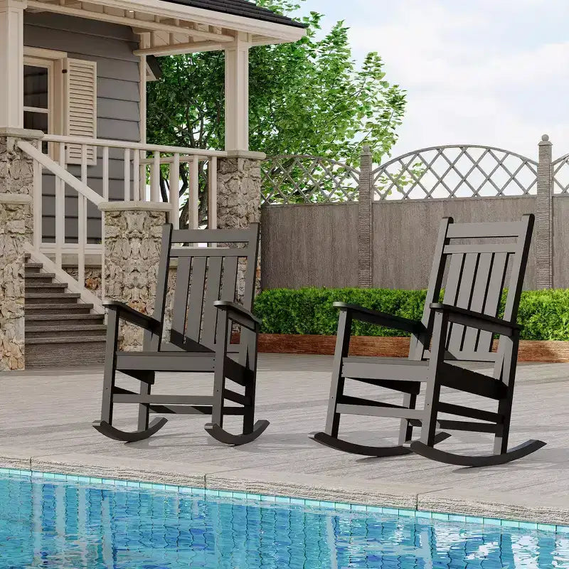 Fauteuils à bascule extérieurs surdimensionnés en PEHD, fauteuils à bascule de terrasse robustes toutes saisons, fauteuils à bascule de véranda durables pour l'extérieur, la cour, la terrasse, le jardin