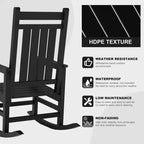Fauteuils à bascule extérieurs surdimensionnés en PEHD, fauteuils à bascule de terrasse robustes toutes saisons, fauteuils à bascule de véranda durables pour l'extérieur, la cour, la terrasse, le jardin