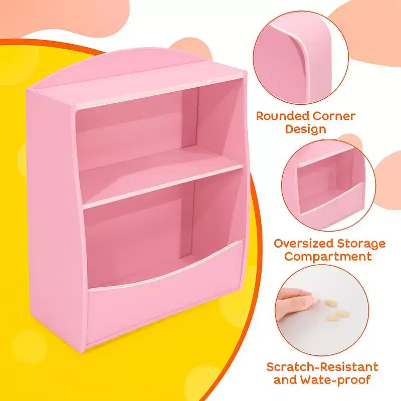 Étagère à livres pour enfants - Organisateur de rangement de livres, Armoire de rangement de jouets double couche pour enfants avec compartiments ouverts pour chambre à coucher, chambre d'enfant, salle de jeux