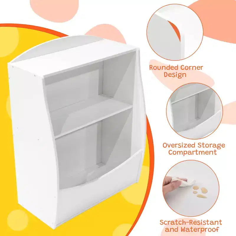Étagère à livres pour enfants - Organisateur de rangement de livres, Armoire de rangement de jouets double couche pour enfants avec compartiments ouverts pour chambre à coucher, chambre d'enfant, salle de jeux