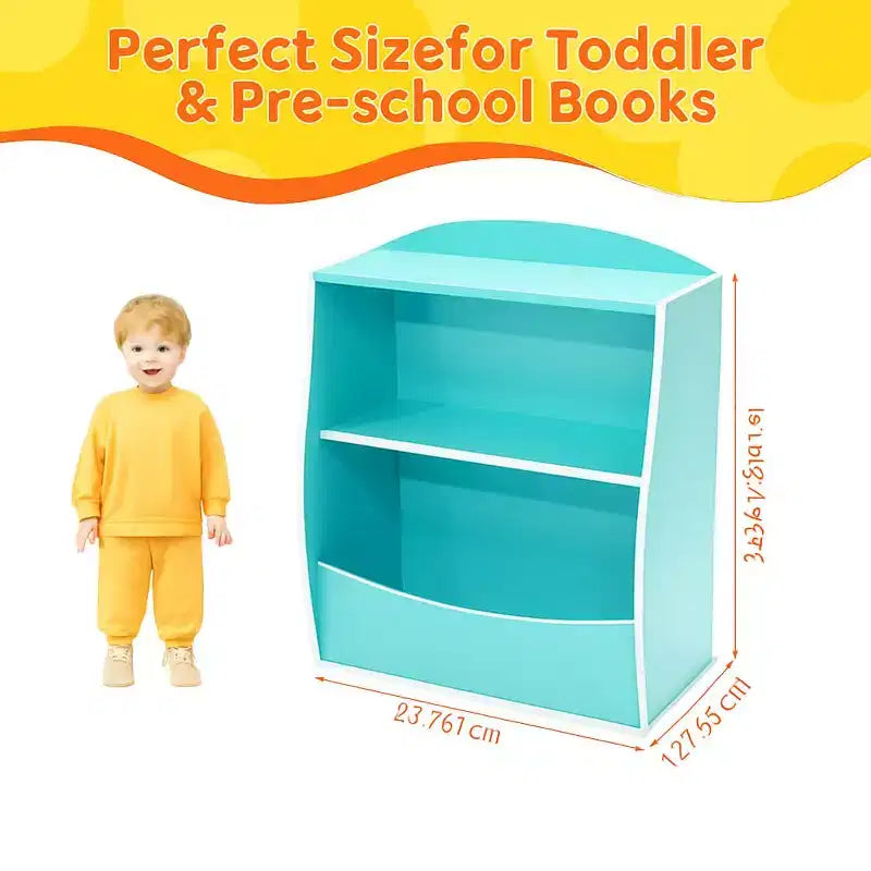 Étagère à livres pour enfants - Organisateur de rangement de livres, Armoire de rangement de jouets double couche pour enfants avec compartiments ouverts pour chambre à coucher, chambre d'enfant, salle de jeux