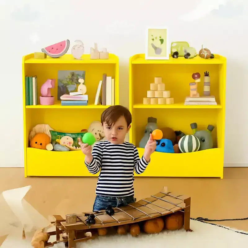 Étagère à livres pour enfants - Organisateur de rangement de livres, Armoire de rangement de jouets double couche pour enfants avec compartiments ouverts pour chambre à coucher, chambre d'enfant, salle de jeux