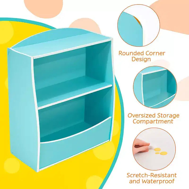 Étagère à livres pour enfants - Organisateur de rangement de livres, Armoire de rangement de jouets double couche pour enfants avec compartiments ouverts pour chambre à coucher, chambre d'enfant, salle de jeux