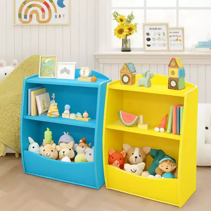 Étagère à livres pour enfants - Organisateur de rangement de livres, Armoire de rangement de jouets double couche pour enfants avec compartiments ouverts pour chambre à coucher, chambre d'enfant, salle de jeux