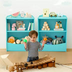 Étagère à livres pour enfants - Organisateur de rangement de livres, Armoire de rangement de jouets double couche pour enfants avec compartiments ouverts pour chambre à coucher, chambre d'enfant, salle de jeux