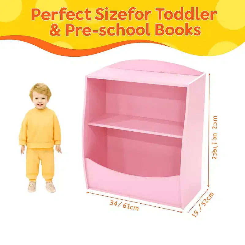 Étagère à livres pour enfants - Organisateur de rangement de livres, Armoire de rangement de jouets double couche pour enfants avec compartiments ouverts pour chambre à coucher, chambre d'enfant, salle de jeux