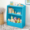 Children's Bookshelf - Book Storage Organizer, Double Layer Kids Toy Storage Cabinet with Open Compartments for Bedroom, Kids Room, Playroom