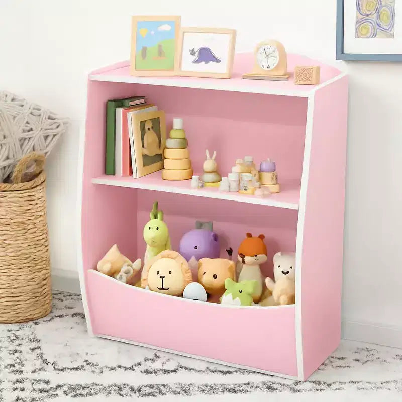 Étagère à livres pour enfants - Organisateur de rangement de livres, Armoire de rangement de jouets double couche pour enfants avec compartiments ouverts pour chambre à coucher, chambre d'enfant, salle de jeux