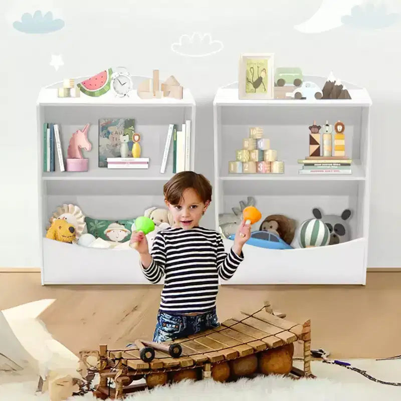 Étagère à livres pour enfants - Organisateur de rangement de livres, Armoire de rangement de jouets double couche pour enfants avec compartiments ouverts pour chambre à coucher, chambre d'enfant, salle de jeux