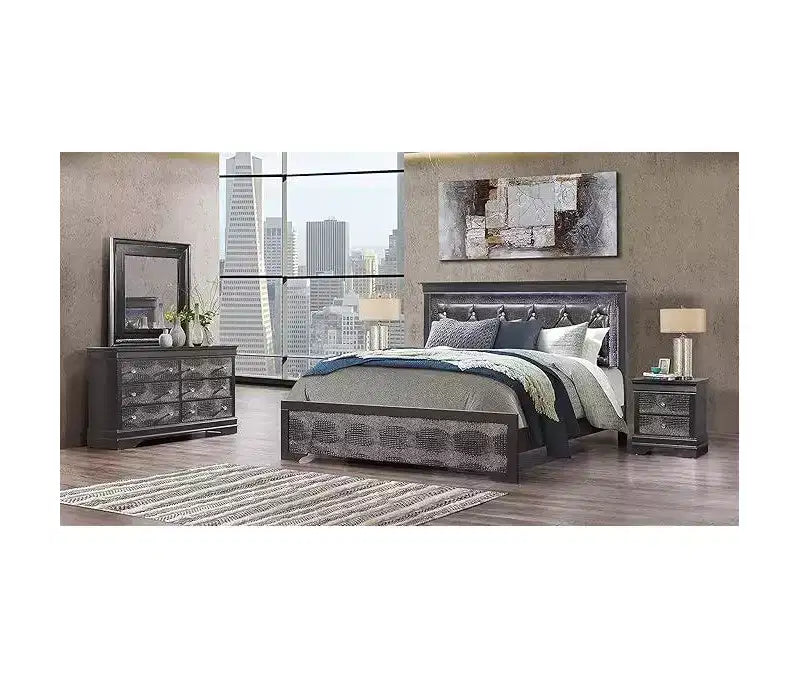 Miroir métallique blanc HomeStock avec cadre élégant - Miroir d'appoint de chambre moderne et glamour