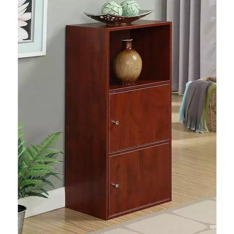 Armoires de rangement utilitaires HomeStock en bois de cerisier, 48 po H x 24 po L, avec 2 portes et 2 étagères