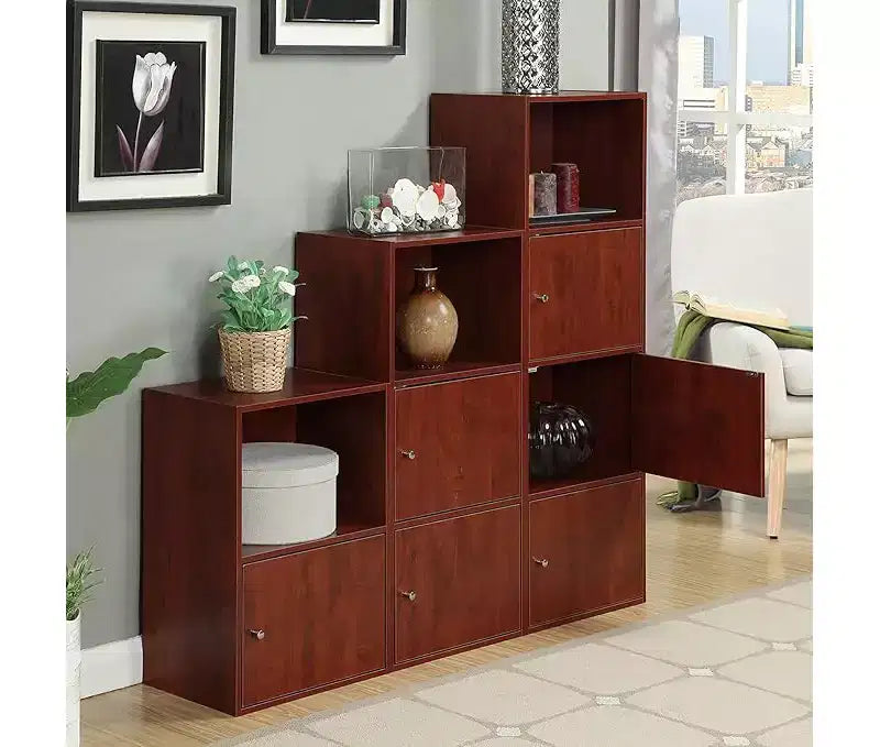 Armoires de rangement utilitaires HomeStock en bois de cerisier, 48 po H x 24 po L, avec 2 portes et 2 étagères