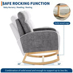 Fauteuil à bascule rembourré COZONY avec dossier haut et pieds en bois, fauteuil à bascule d'appoint confortable pour chambre de bébé avec pochette latérale pour salon