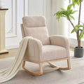 COZONY Upholstered Glider Rocker Chair with High Backrest & Wooden Legs, Comfy Nursery Rocking Accent Chair with Side Pocket for Living Room
