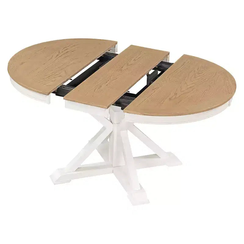 Table à manger extensible rétro Okak de 54 pouces, table pliante avec une rallonge de 12 pouces, table ronde pour salle à manger, salon, cuisine