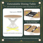 Table à manger extensible rétro Okak de 54 pouces, table pliante avec une rallonge de 12 pouces, table ronde pour salle à manger, salon, cuisine