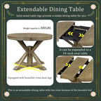 Table à manger extensible rétro Okak de 54 pouces, table pliante avec une rallonge de 12 pouces, table ronde pour salle à manger, salon, cuisine
