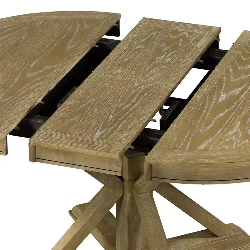 Table à manger extensible rétro Okak de 54 pouces, table pliante avec une rallonge de 12 pouces, table ronde pour salle à manger, salon, cuisine