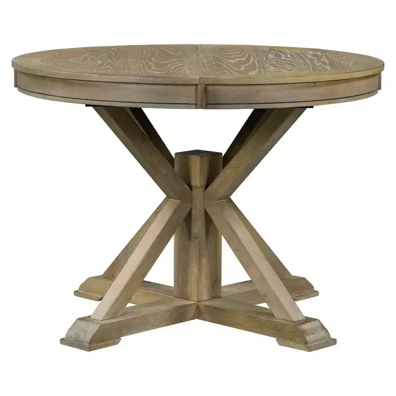 Table à manger extensible rétro Okak de 54 pouces, table pliante avec une rallonge de 12 pouces, table ronde pour salle à manger, salon, cuisine