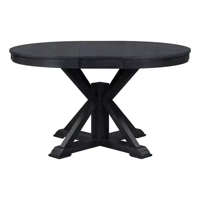 Table à manger extensible rétro Okak de 54 pouces, table pliante avec une rallonge de 12 pouces, table ronde pour salle à manger, salon, cuisine