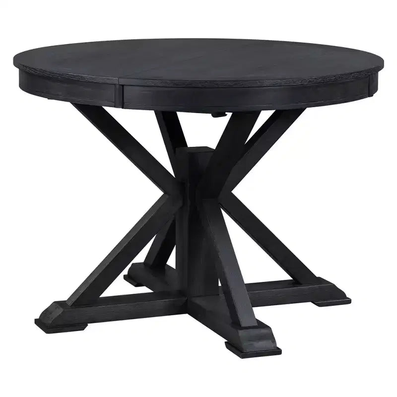 Table à manger extensible rétro Okak de 54 pouces, table pliante avec une rallonge de 12 pouces, table ronde pour salle à manger, salon, cuisine