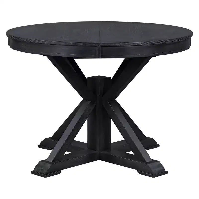 Table à manger extensible rétro Okak de 54 pouces, table pliante avec une rallonge de 12 pouces, table ronde pour salle à manger, salon, cuisine