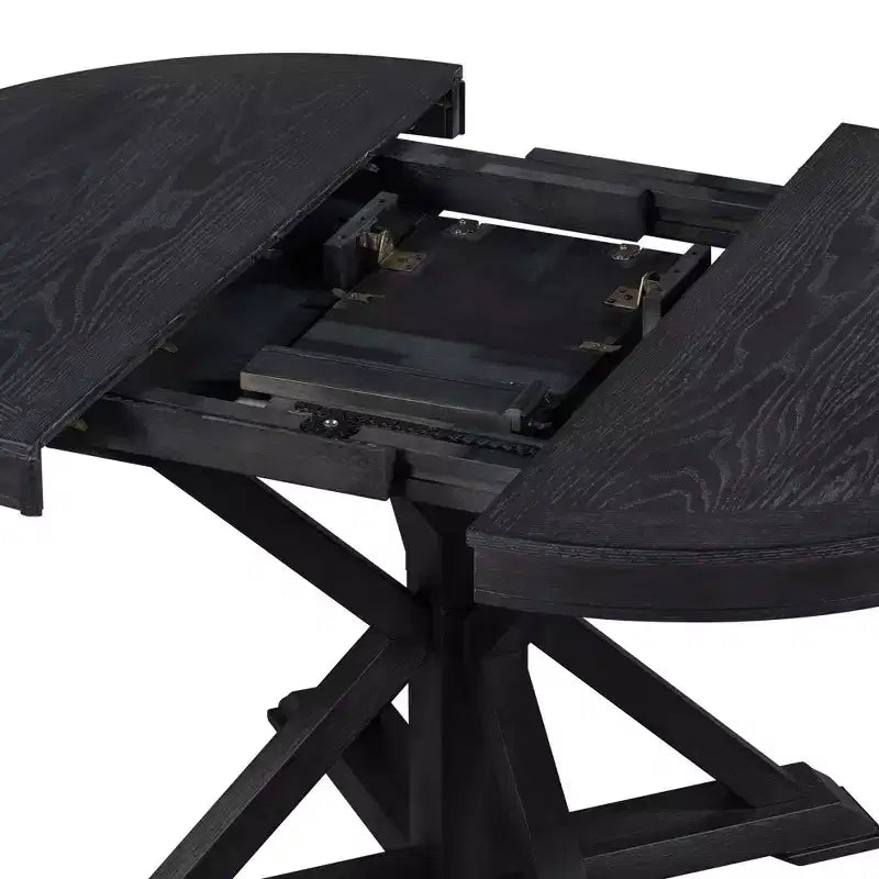 Table à manger extensible rétro Okak de 54 pouces, table pliante avec une rallonge de 12 pouces, table ronde pour salle à manger, salon, cuisine