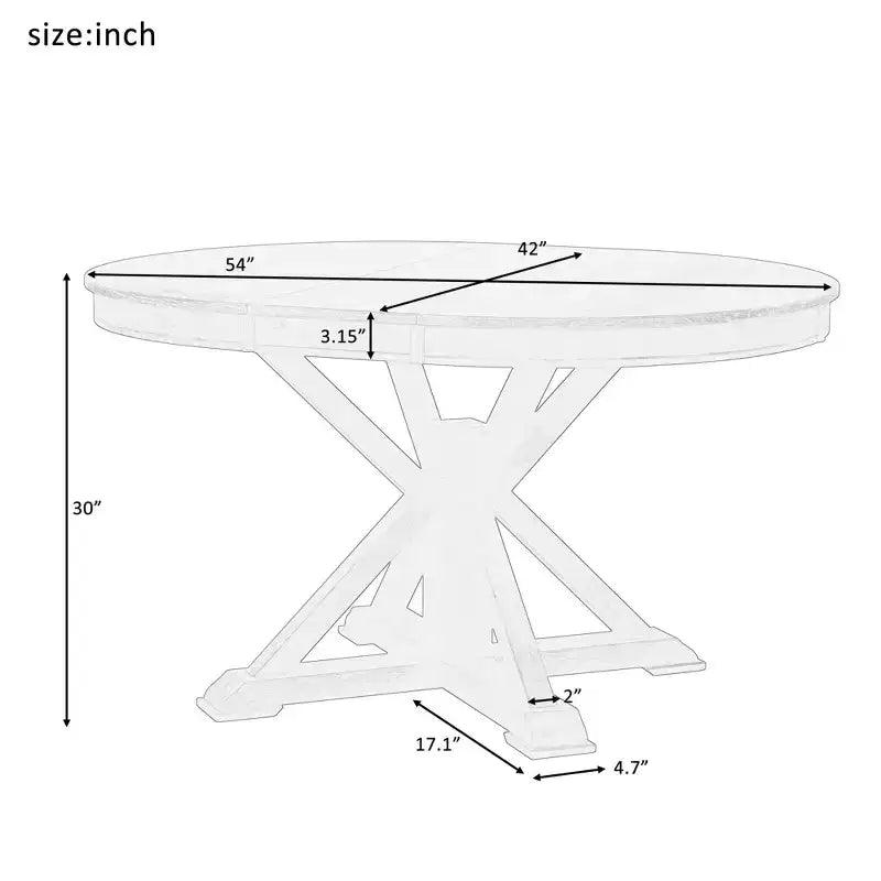 Table à manger extensible rétro Okak de 54 pouces, table pliante avec une rallonge de 12 pouces, table ronde pour salle à manger, salon, cuisine